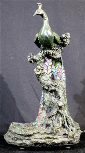 Stain glass peacock lamp, 20.5 in. T, 12 in. W. (1 of 5)