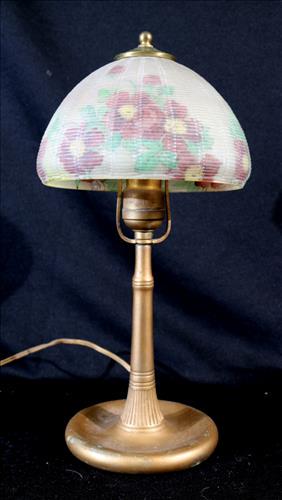 Small reverse painted Handel lamp with signed shade (1 of 3)