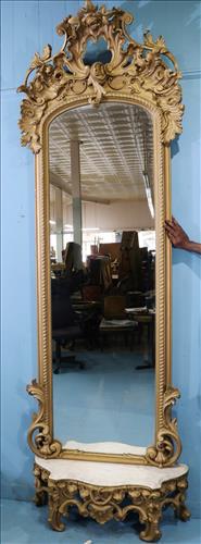 Tall Victorian gold gilded pier mirror with marble base (1 of 5)