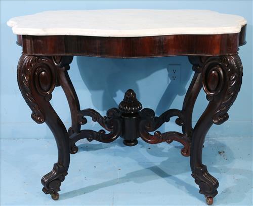 Rosewood marble top Victorian parlor table (1 of 5)