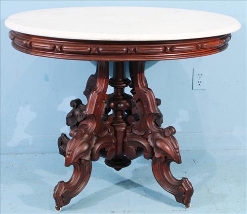Walnut Renaissance parlor table attrib. to T. Brooks (1 of 3)