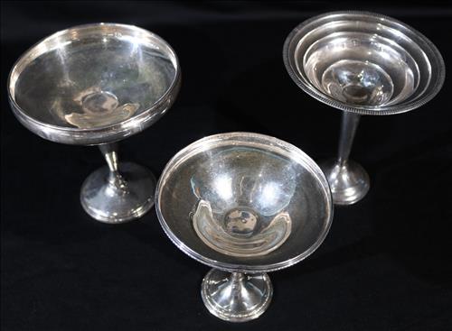 3 sterling silver compotes, 6.5 in. T. (1 of 3)