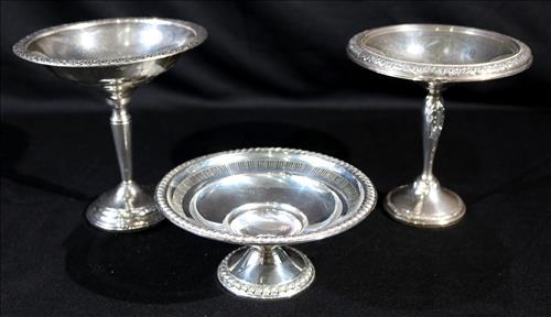 3 sterling compotes, 6.5 in. T. (1 of 4)