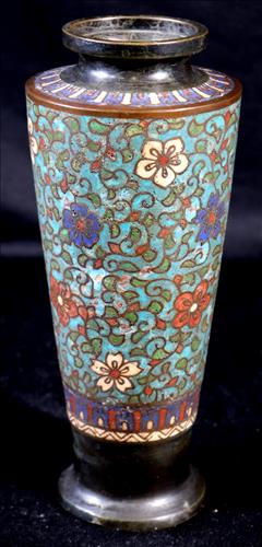 Champleve Oriental vase, 9.5 in. T. (1 of 3)