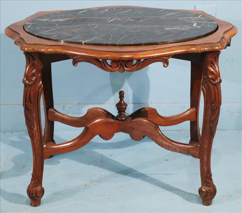 Walnut coffee table with black and gold marble (1 of 3)