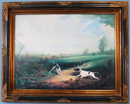 Print of 2 bird dogs hunting in the country side (1 of 4)