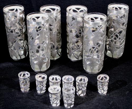 6 sterling silver cocktail glasses and 8 liquor glasses (1 of 4)