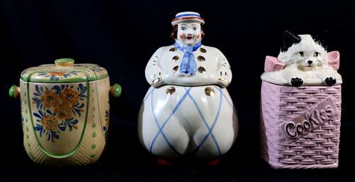 3 old cookie jars, cat, Dutch boy and flower pot (1 of 5)