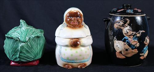 3 old cookie jars, Donald duck, cabbage, Aunt Jemima: 3 old cookie jars, Donald duck, cabbage and Aunt Jemima