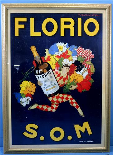 Framed Italian advertising poster, brightly colored (1 of 4)