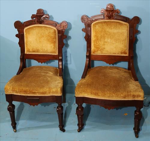 Pair of Eastlake walnut parlor chairs (1 of 3)