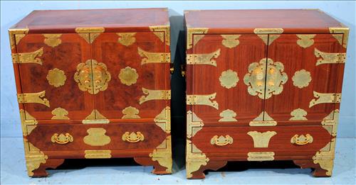 Pair of Korean chest with brass trim, 22 in. T, 21 in. W. (1 of 5)