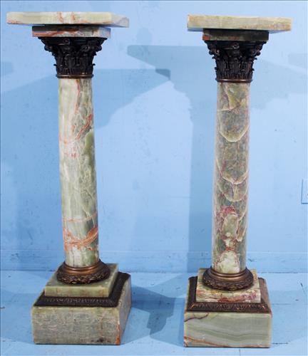 Pair of old antique alabaster pedestals with bronze (1 of 4)