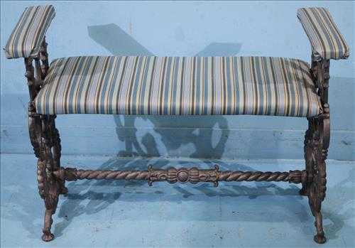 Cast iron fireside bench with arms (1 of 3)