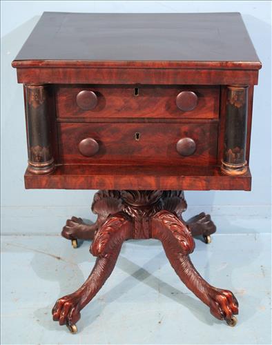 Flame mahogany Empire work table with paw feet (1 of 4)