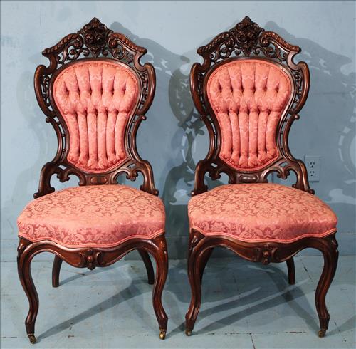 Pair of rosewood laminated Meeks side chairs (1 of 7)
