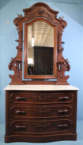 Walnut Victorian dresser with heavy carving (1 of 6)
