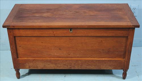 Early walnut blanket chest on turned legs (1 of 3)