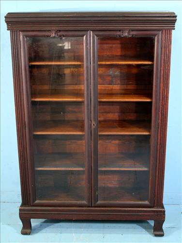 Mahogany 2 door bookcase with 4 shelves (1 of 4)