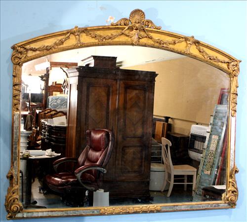Gold gilded hanging mirror with mosaic frame border (1 of 4)