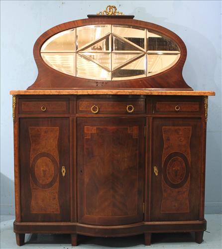 French inlaid sideboard with sienna marble top (1 of 6)