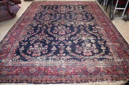 Large antique rug with worn spots, 13 x 9.5 (1 of 4)