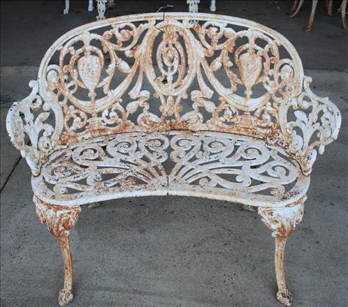Victorian cast iron garden bench, 37 in. W.: Victorian cast iron garden bench, 37 in. W, 31 in. T, 13 in. D.
