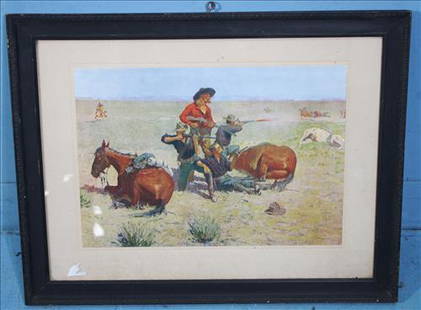 Picture of Custer's Last Stand, Frederick Remington: Picture of Custer's Last Stand, copyright 1903 by Frederick Remington, 17.5 in. T, 22.5 in. W.