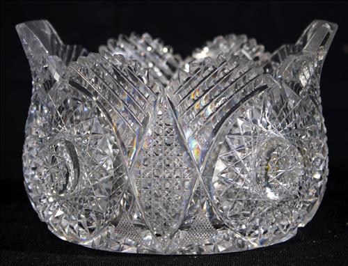 Small brilliant cut glass ice bucket, 4 in. T, 6.5 in. W. (1 of 4)