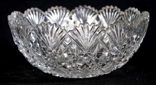 Brilliant cut crystal bowl, 4 in. T, 9 in. Dia.: Brilliant cut crystal bowl, 4 in. T, 9 in. Dia.