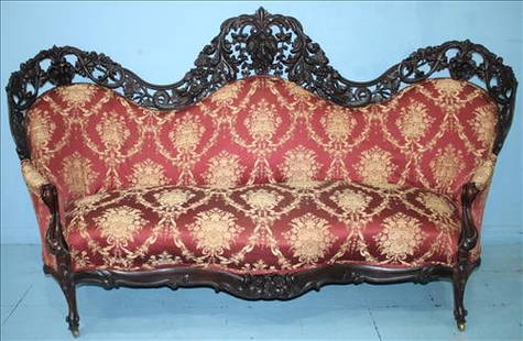 Magnificent laminated rosewood sofa by J. H. Belter: Magnificent laminated rosewood parlor sofa by J. H. Belter, 7 ft. L, 47 in. T, 21 in. D.