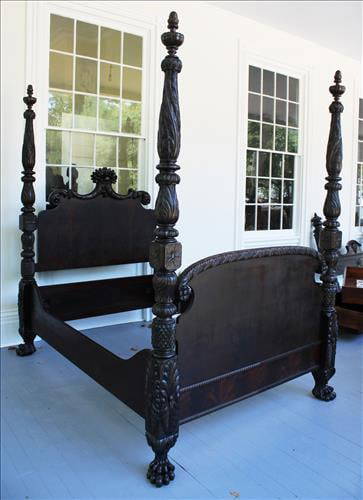 Mahogany Acanthus Carved 4 Poster Bed Attrib. To Horner Auction