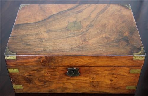 Rosewood lap desk with fitted interior and black leather (1 of 3)