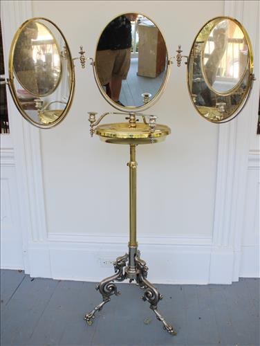 Bronze Victorian shaving mirror with candle holders (1 of 5)