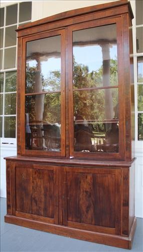 Large 2 piece Victorian bookcase with 2 glass doors (1 of 4)