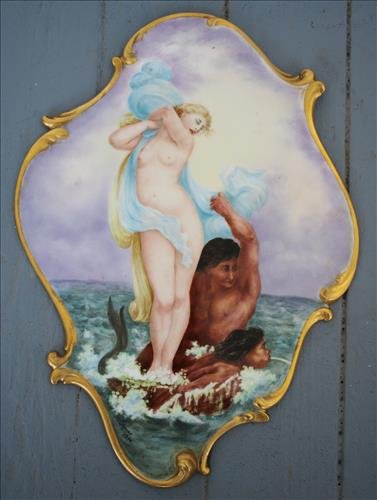 Hand painted Limoges hanging plaque with gold enamel edges (1 of 2)