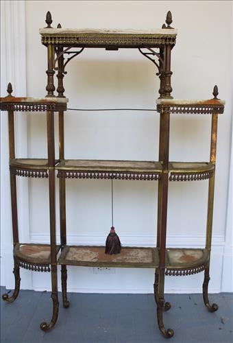 Victorian brass and alabaster etagere with pineapple finials (1 of 4)