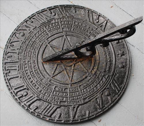Black cast iron sun dial, 16 in. R. (1 of 3)