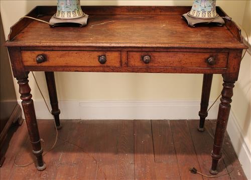 Very early walnut desk with two drawers (1 of 3)