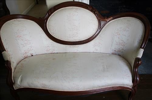 Walnut Victorian triple back parlor sofa (1 of 3)