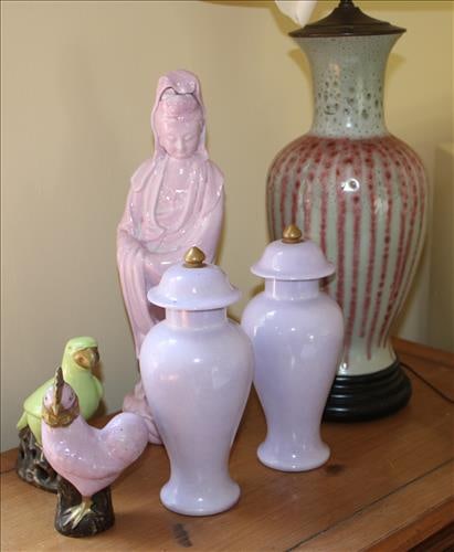 6 pieces, porcelain lamp, ginger jars and figurines (1 of 2)