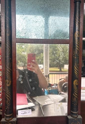 Mahogany empire hanging wall mirror with original glass (1 of 3)