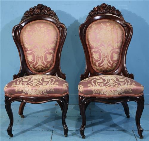 Pair of rosewood laminated rococo Belter parlor chairs (1 of 4)