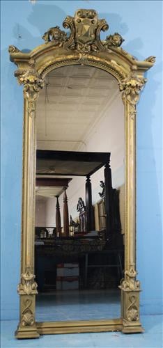 Victorian gold gilded pier mirror with ornate crown (1 of 7)