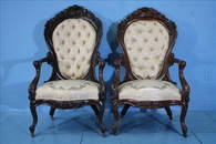 Pair of Belter rosewood laminated arm chairs, Rosalie pattern