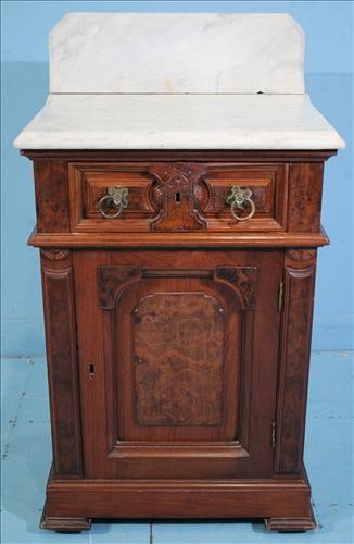 Walnut Victorian half commode with original marble (1 of 6)
