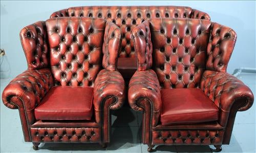 3 piece Chesterfield type couch and chair set (1 of 2)