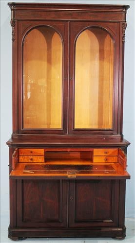 Rosewood Victorian secretary with birds eye interior (1 of 5)