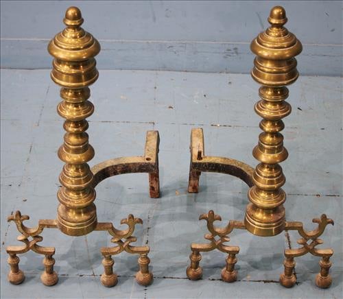 Pair of early brass andirons from Magnolia hill (1 of 2)