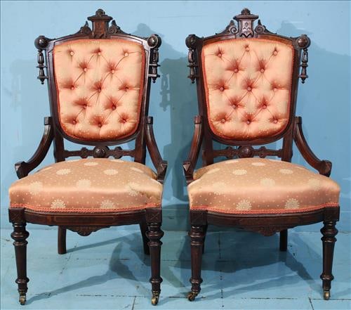 Pair of walnut Victorian side chairs by John Jelliff (1 of 4)